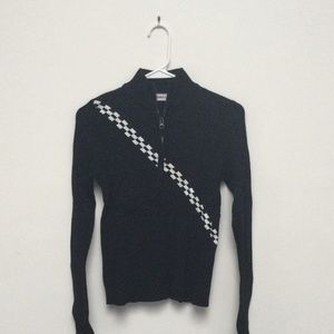 Zara knit black and white zip up sweater